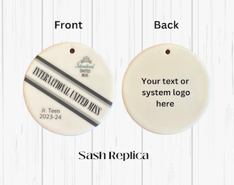 Customizable Ceramic Pageant Sash Replica Ornament