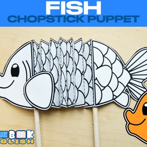 Friendly Fish Chopstick Puppet Craft, Ocean Animal (4 pages)