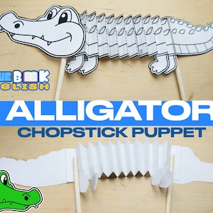 NEW! Alligator Chopstick Puppet Craft, Crocodile (4 pages)