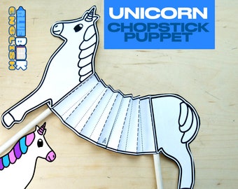 Unicorn Chopstick Puppet Craft, Fairy tail Animal (4 pages)