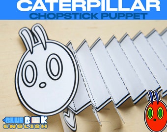 Caterpillar Chopstick Puppet Craft, Book Week Activity (Digital Download)