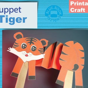 Tiger Puppet Craft Activity Chinese New Year CNY Coloring Printable PDF Cut Glue Kids Play Popsicle Sticks Lunar New Year Chinese Zodiac