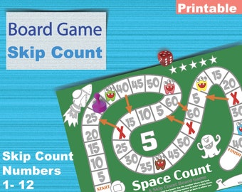 Skip Counting Board Game: Space Theme, Numbers 1-12 (Printable PDF)