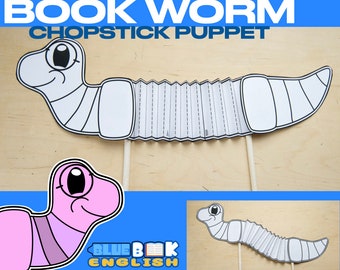 Bookworm Chopstick Puppet Craft, Book Week/ Month (4 pages)