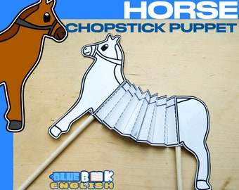 Happy Horse Chopstick Puppet Craft, Farm Animals (4 pages)