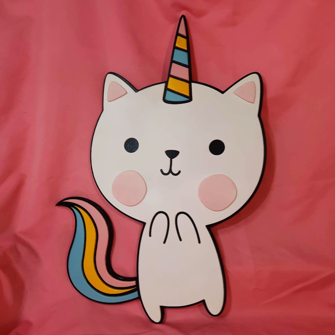 Cat Unicorn Wall Art Perfect for Kids Room Caticorn Decoration Etsy