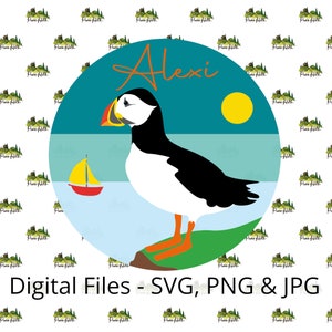 Macareux moine scène SVG | Clipart Macareux | Macareux moine réaliste | Macareux moine SVG | Téléchargement de macareux