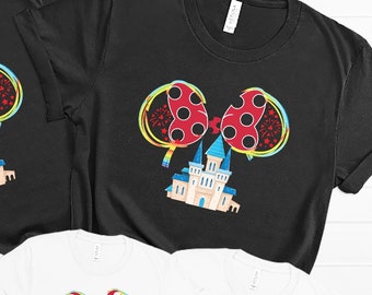 Women's Whimsical Castle T-Shirt, Fantasy Fireworks Graphic Tee, Enchanted Kingdom Shirt, Fairy Tale Lover Gift Idea