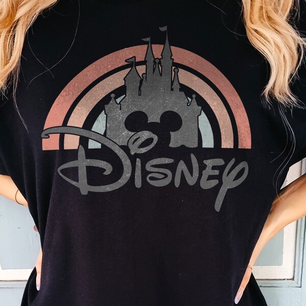 Men's Women's Graphic Top, Vintage Disney Castle T-Shirt, Retro Style Disney Park Logo Tee