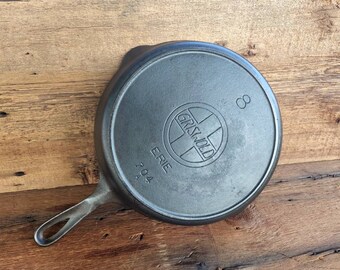 Griswold "8 Skillet with Heat Ring and Large Block Slant Logo, "Erie," 704 A.  Restored and Ready to Use!