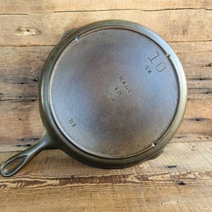 VTG Lodge # 10SK 12” Cast Iron Skillet Pan Large Size w/ 2 spout USA Made  Rustic