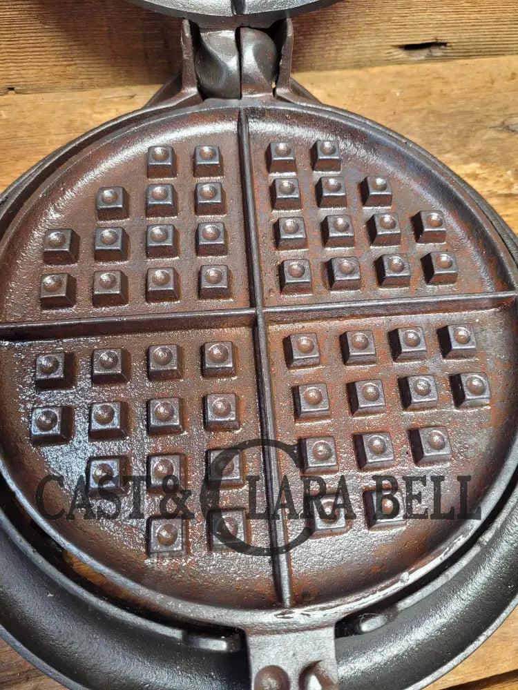 HTF Early 1900's Griswold #7 Waffle Iron. (#973) New Handles