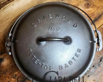 Griswold #8 Dutch Oven with Block Logo and Matching Glass Lid (no