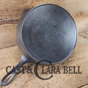 Wapak #8 straight logo with &quot;Ghost Mark Erie&quot; 704 Cast Iron Skillet, Fully restored and seasoned, ready to use!