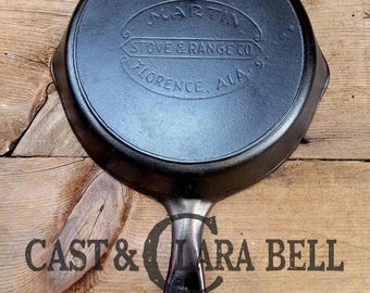Dont miss this one!  Lovely early 1900's Martin Stove and Range #5 cast iron skillet.  Great southern masterpiece!