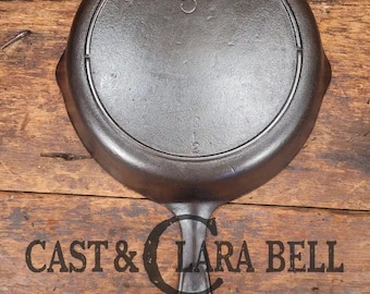 Awesome saute skillet!  1930's Era Lodge #5 Skillet with 3 Notch Heat Ring, and E12 marking at 6 O'Clock SC24