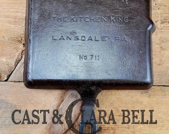 Rare and Gorgeously imperfect!  Lansdale, PA's finest Frimaster bacon and egg "Kitchen King" Square Skillet. Check it out!