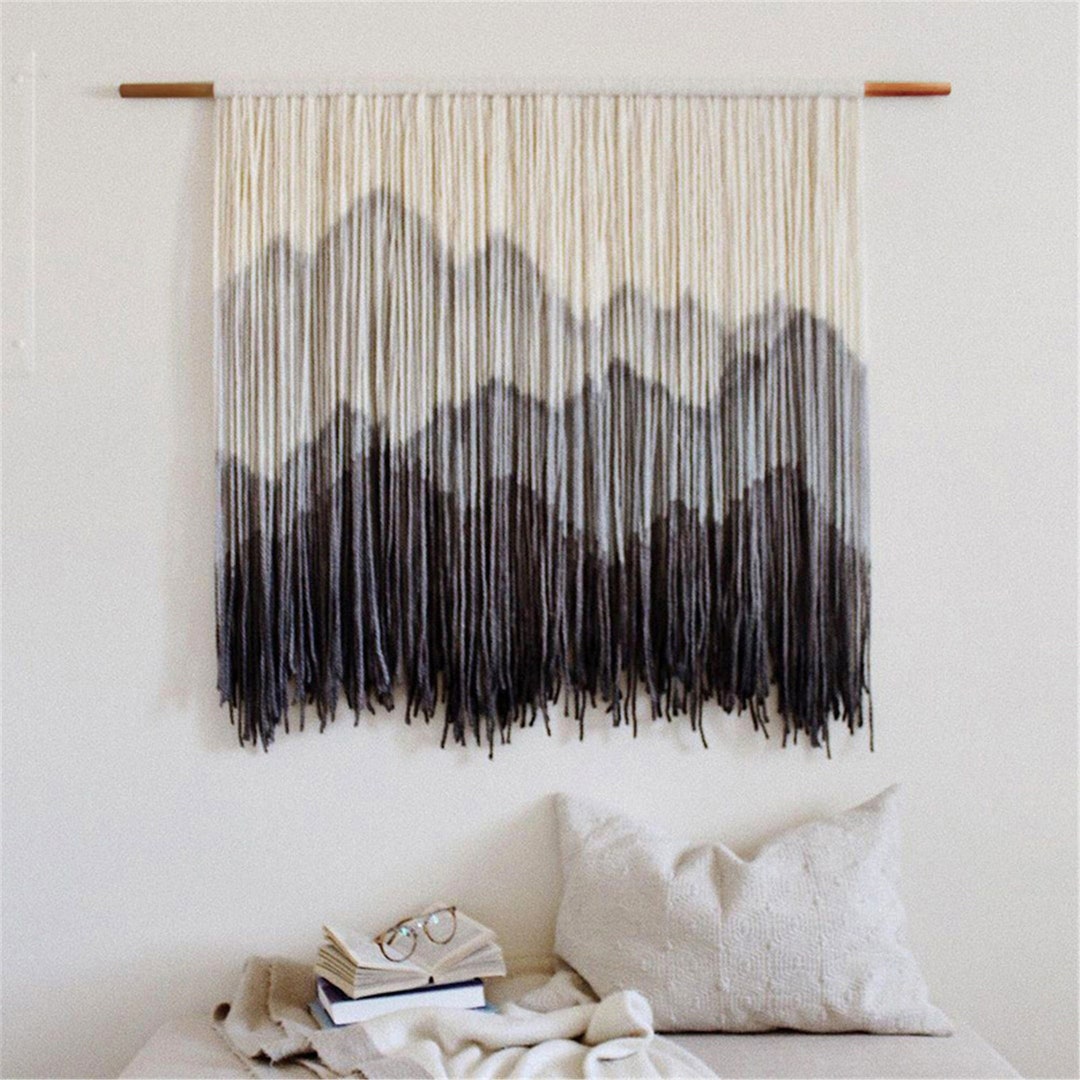 Mountains Macrame Wall Hanging Large Boho Wall Decor Dip Dye Etsy