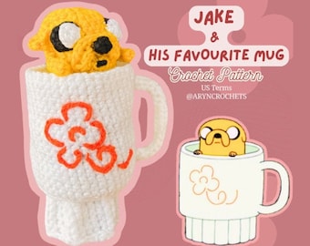 Jake le chien et sa tasse préférée, motif au crochet Adventure Time