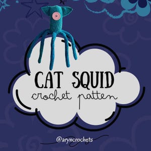Patrón de crochet de calamar gato Coraline: Peluche amigurumi (Patrón PDF) imagen 2