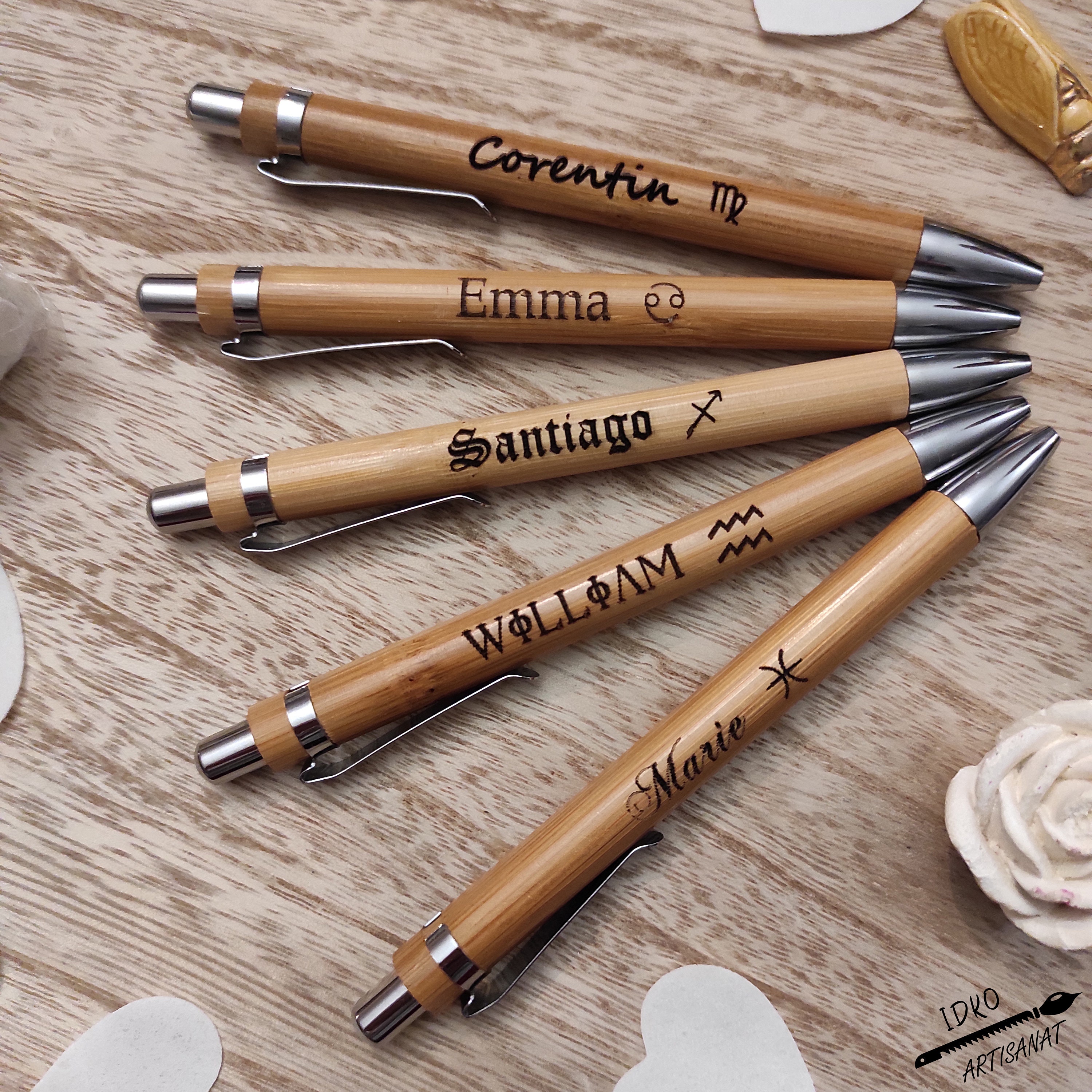 stylo en Bois Personnalisé - Prénom & Signe Astrologique