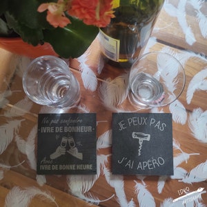 Sous verre ardoise apéritif, idée cadeaux amusante et drôle / Cadeaux amis / Cadeaux entreprise image 4