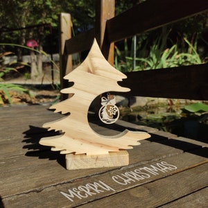 Wooden fir tree with ball, Christmas decoration / Gift idea