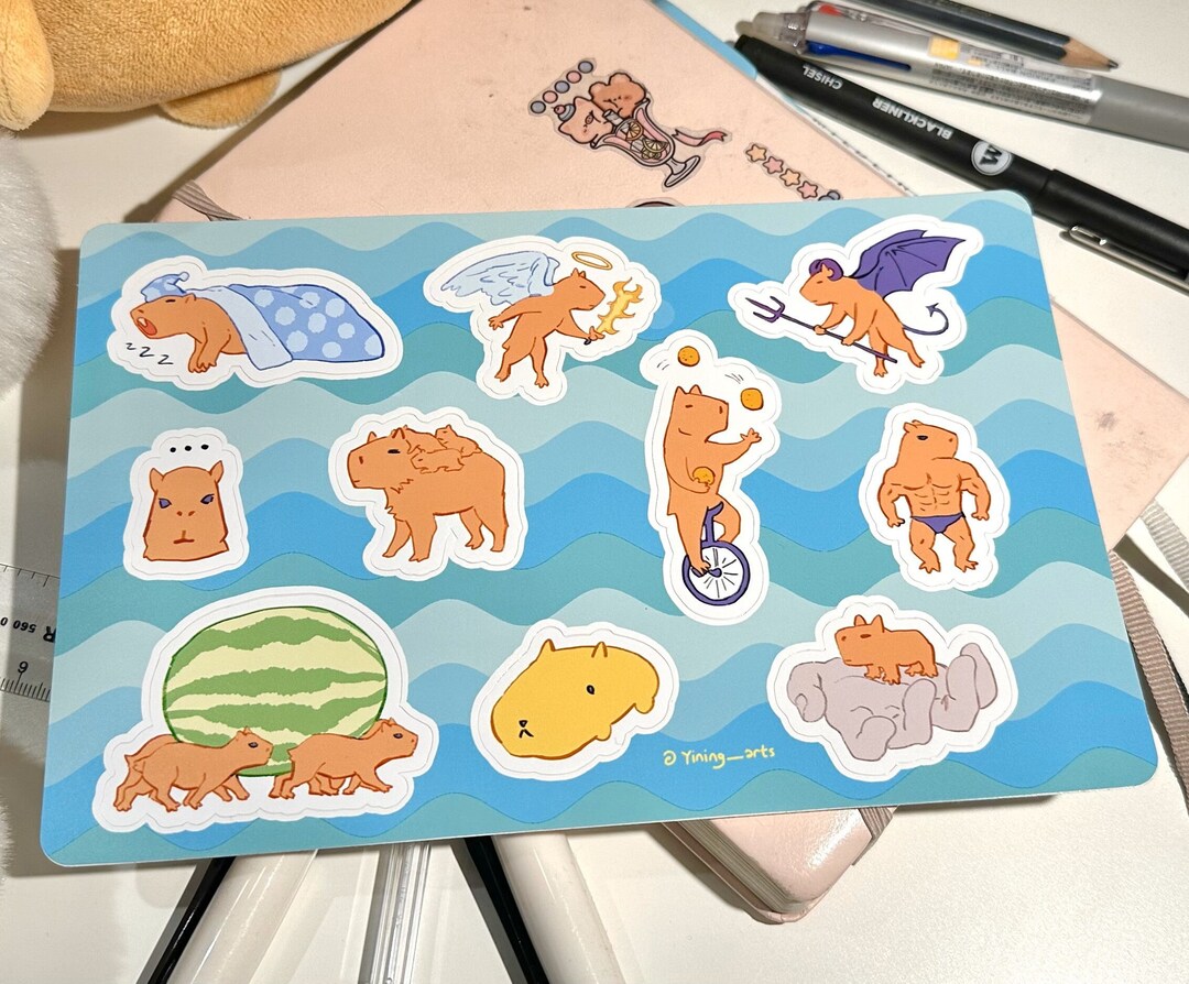 Capybara Sticker Example Capybara Sticker Sheet - Etsy