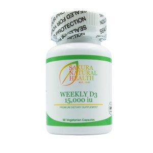 Vitamin D 15000 IU (Weekly D), Vitamins, Minerals, Herbs, Botanicals, Amino Acids, Enzymes, Dietary, Nutritional, Supplement, Fast Shipping