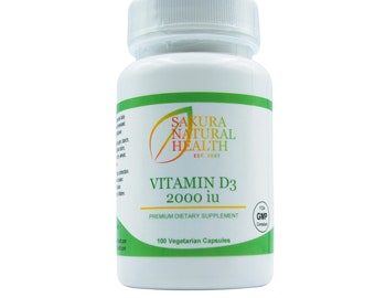 Vitamin D3 + K2 Capsules: 2000 IU, Natural Supplement