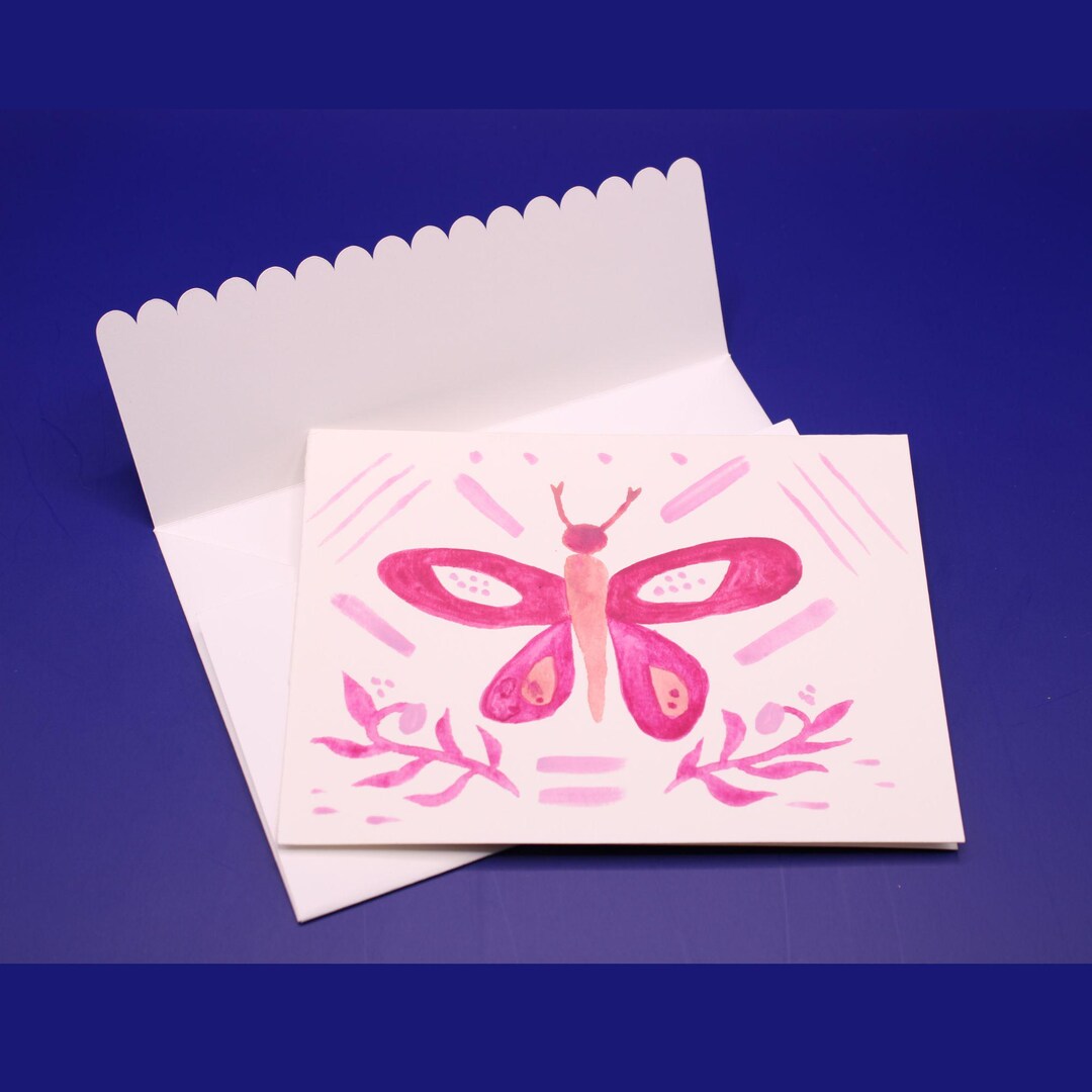Handmade Watercolor Pink Butterfly Card - Etsy