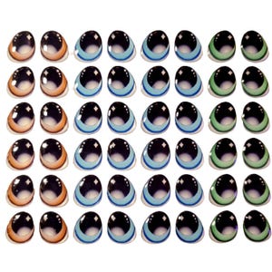 Adhesive Resin Eyes FNY 1006 - Medium/M - 36 Pairs - W/H: 11x13 mm (0.43" x 0.51") - for use with Clay, EVA, Felt, Fabric and more