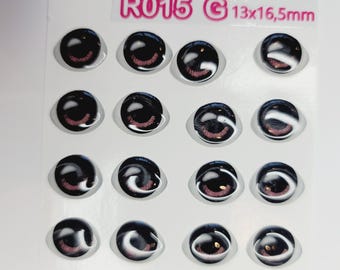 Schlussverkauf!  Klebende Harz-Augen für Tone Multicolor Sty R015 G 20 Paar