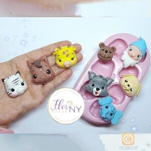 Kit Stampo in silicone per teste di animali KKA #40 per realizzare bambole in argilla, resina, sapone, candele e altri lavori artigianali