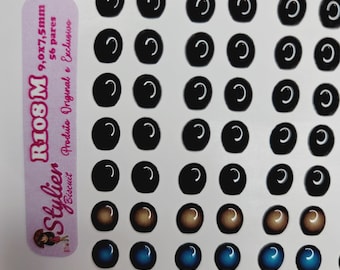 Schlussverkauf!  Klebstoff Harz Augen für Tone Multicolor Sty R108 M 56Pairs