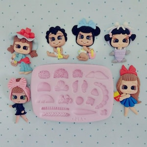 Hair Creations #2 Silicone Mold MA 712 for Clay Dolls Making, Resin, Soap, Candles and other crafts