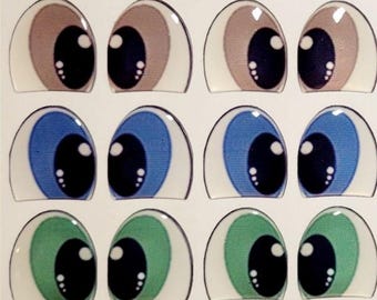 Adhesive Resin Eyes fny 1009 - Large/G - 9 Pairs - W/H: 22.6mm x 25mm (0.88" x 1")