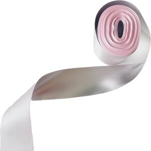 Baby Pink and Silver Satin Ribbon - 1 1/2&quot; (38mm) - 5 yards