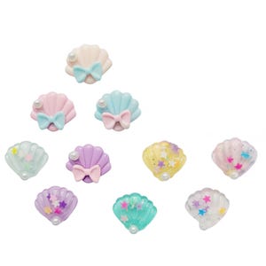 Liquidação de fechamento de loja - Cabochões de resina com base plana em formato de concha APQ#40 - X1/X10 - Conjunto de 5