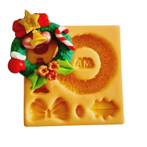 MD #38 Stampo in silicone a forma di ghirlanda di Natale per realizzare bambole in argilla, resina, sapone, candele e altri lavori artigianali