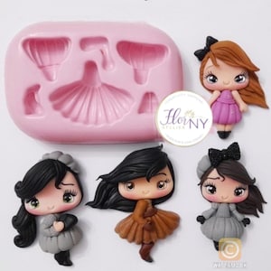 Creative dresses Silicone Mold KKA #36 for Clay Dolls Making, Resin, Soap, Candles and other crafts