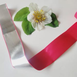 Pink and Silver Satin Ribbon - 1 1/2&quot; (38mm) - 5 yards