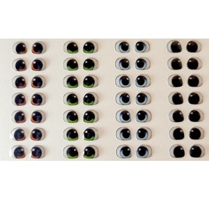 Adhesive Resin Eyes FNY 1002 - XSmall/PP - 72 Pairs - W/H: 6.5mm x 5.5mm (0.26" x 0.22") - for use with Clay, EVA, Felt, Fabric,  and more