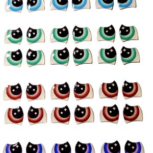 Adhesive Resin Eyes FNY 1005 - Medium/M - 24 Pairs - W/H: 12mm x 12mm (0.47&quot; x 0.47&quot;) - for use with Clay, EVA, Felt, Fabric and more