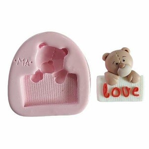 Bear& Sign Mold 734 MA for Clay Dolls Making, Resin, Soap, Candles and other crafts