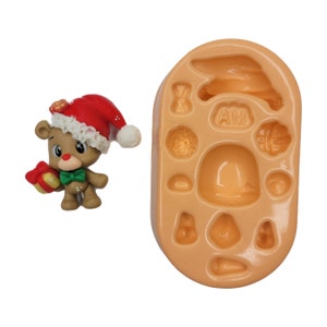 MD #40 Stampo in silicone a forma di orso di Natale per realizzare bambole in argilla, resina, sapone, candele e altri lavori artigianali