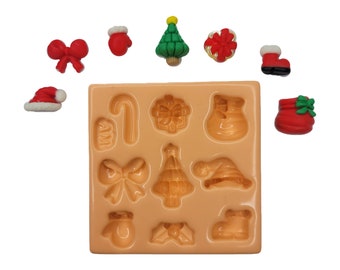 Vintagemukunodeckセットnerudesignworks/MOLD Xmas Miniature Silicone Mold M.D 37 for Clay Dolls Making
