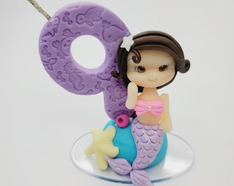 Mermaid Decorative Candle #9 for cake top