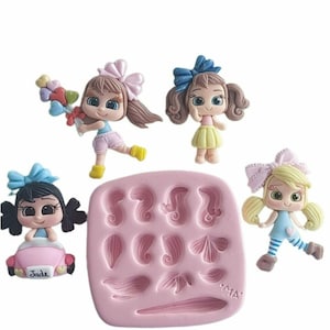 Stampo in silicone per capelli carini n. 3 MA 758 per realizzare bambole in argilla, resina, sapone, candele e altri lavori artigianali