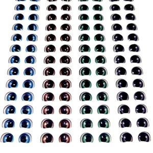 Carte adhésive pour les yeux en résine 1001 FNY - 72 paires - TP petit/PP L/H 7 mm x 5 mm (0,27 x 0,20 po.) - à utiliser avec de l'argile, de l'EVA, du feutre, du tissu, etc.